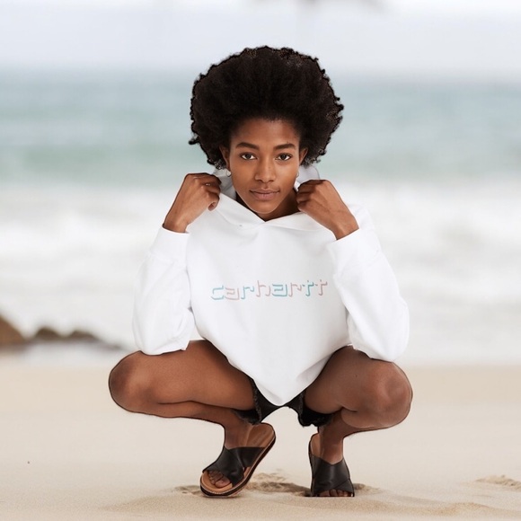 NEW CARHARTT Hoodie Sweatshirt White Pastel Logo Women’s Size Small FAST SHIP - Picture 9 of 9